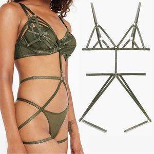 NEW! Savage x FENTY Sexy Strappy Body Harness in Olive Sparkle Shimmer Sheen